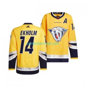 Camiseta Nashville Predators MATTIAS EKHOLM 14 Adidas 2022-2023 Reverse Retro Amarelo Authentic - Homem